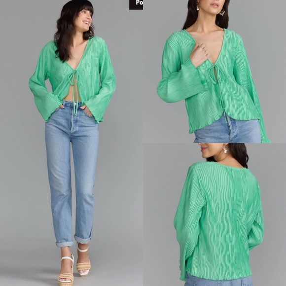 New York & Company Tops - New York & Company Long Sleeve Plisse Top Size XL (NWT)
